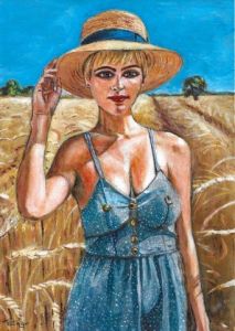 Voir le détail de cette oeuvre: Jeune femme dans un champ de blé