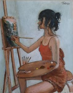 Voir le détail de cette oeuvre: Artiste peintre à son chevalet